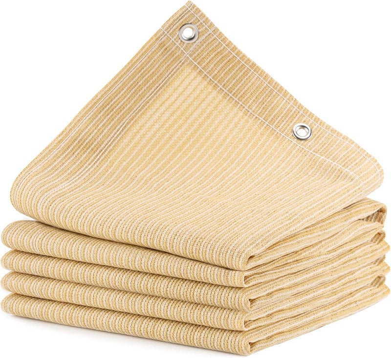 ABOSUN 90% Outdoor Sun Shade Cloth, 10' x 14', Pergola, Deck, and Backyard Patio Sunshade with UV Protection, Heat Resistant HDPE Material, Reinforced Grommets (10x14 FT, Wheat) - Image 1